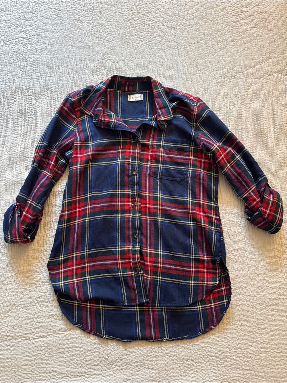 Altar’d State Tartan Plaid Flannel Button Up with Rolled Sleeves